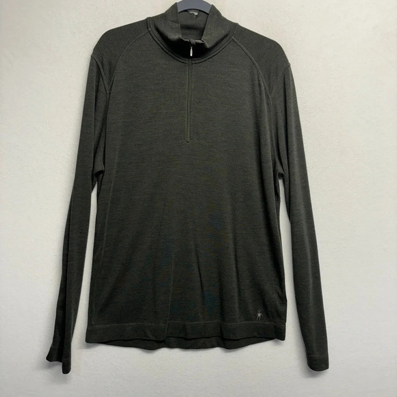 SmartWool Men’s Midweight 1/4 Zip Pullover Green XL Sweater 100% Merino Wool - Picture 1 of 8